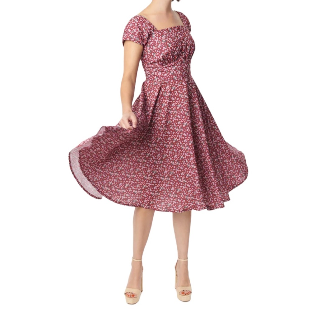 Unique Vintage x Timeless London | Dainty Floral Aaliyah Swing Dress | US 10 - Picture 1 of 16